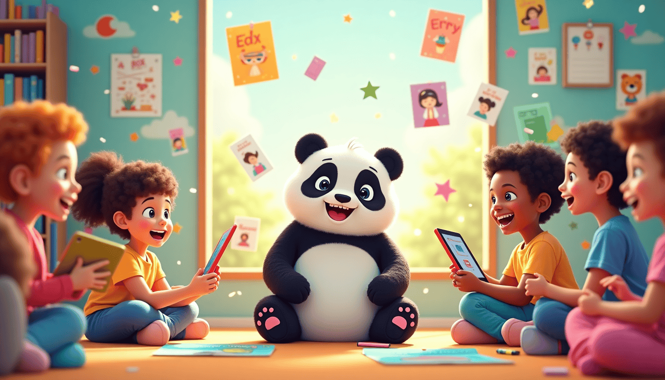 Kids enjoying educational videos